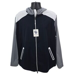 Graham Luxe Maverick GL30024 Mens XL Hooded Windbreaker Jacket Black Grey White